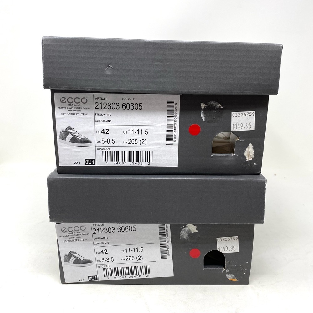 ECCO Women’s Street Lite Leather Sneaker Steel/White Size 42 | New in Box - Picture 8 of 8